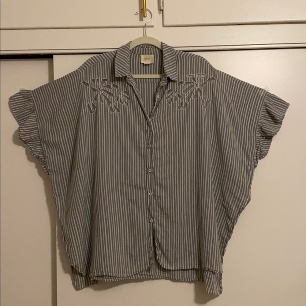 Oversized button down top